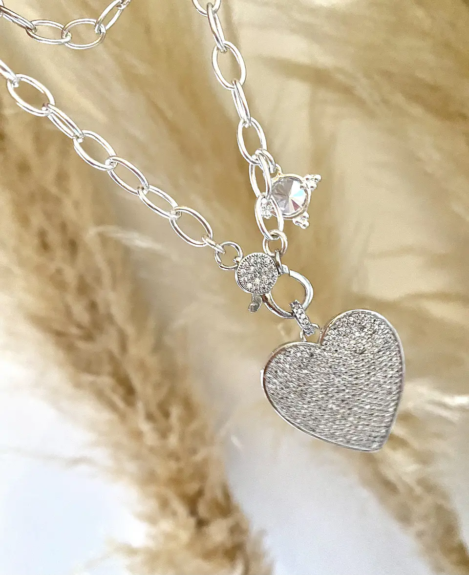 Collar Maxi Corazon Circones Punto luz Silver 2