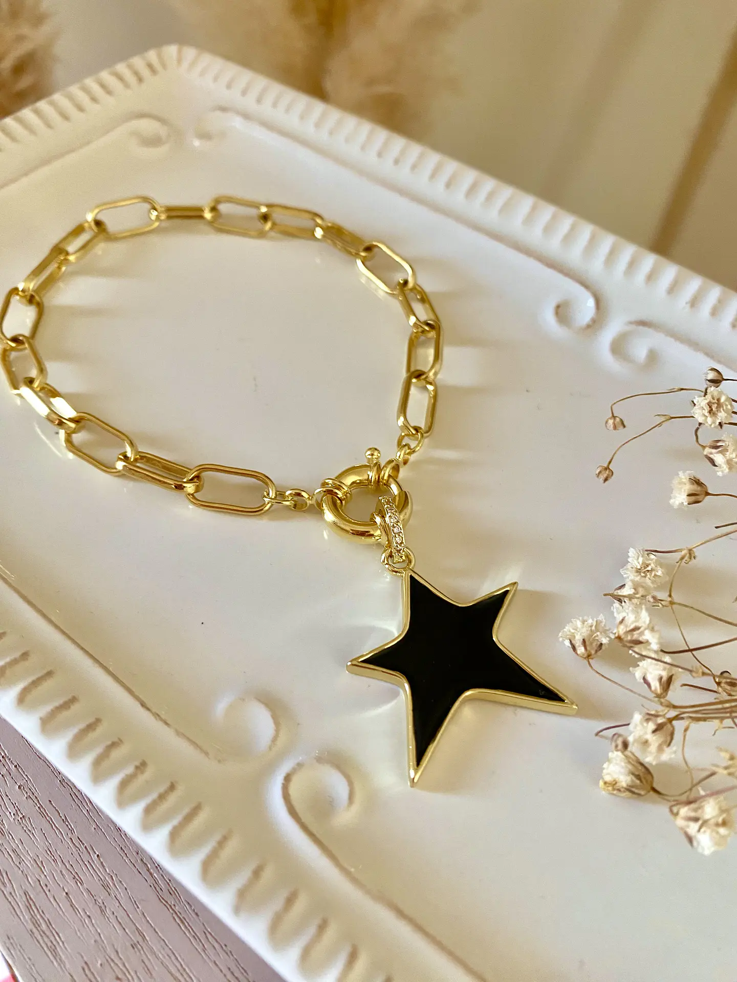 Pulsera Estrella Black maxi Eslabones tradicionales Gold 5