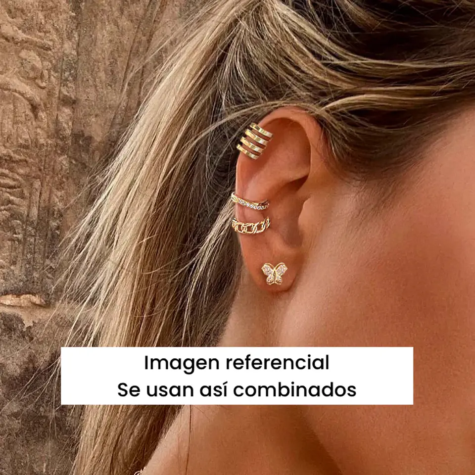 1 Aro Ear cuff 5 líneas Gold 2