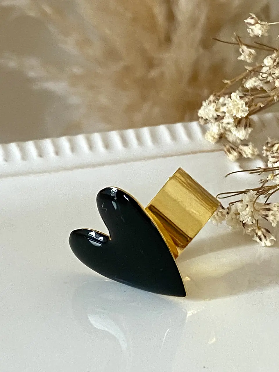 Anillo Corazón Black esmaltado Baño oro 18 k 7