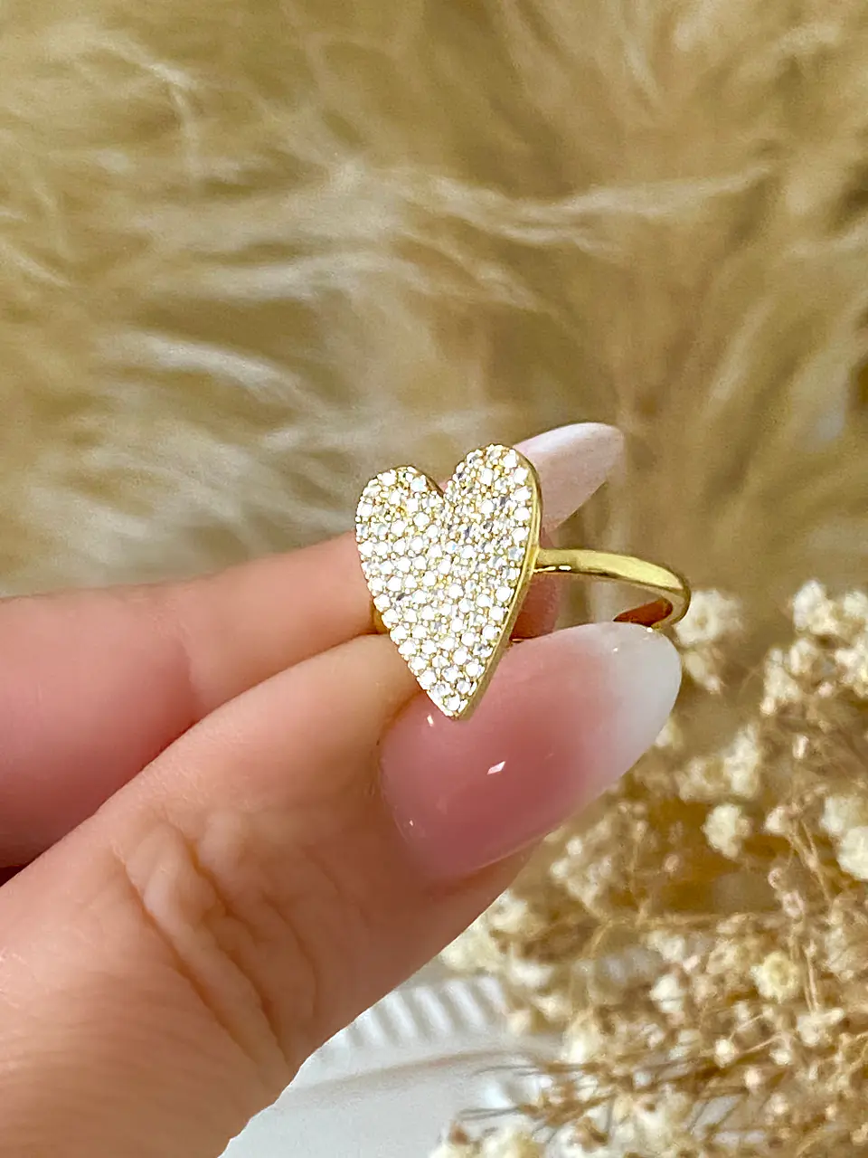Anillo Corazón Circones Gold Ajustable 2