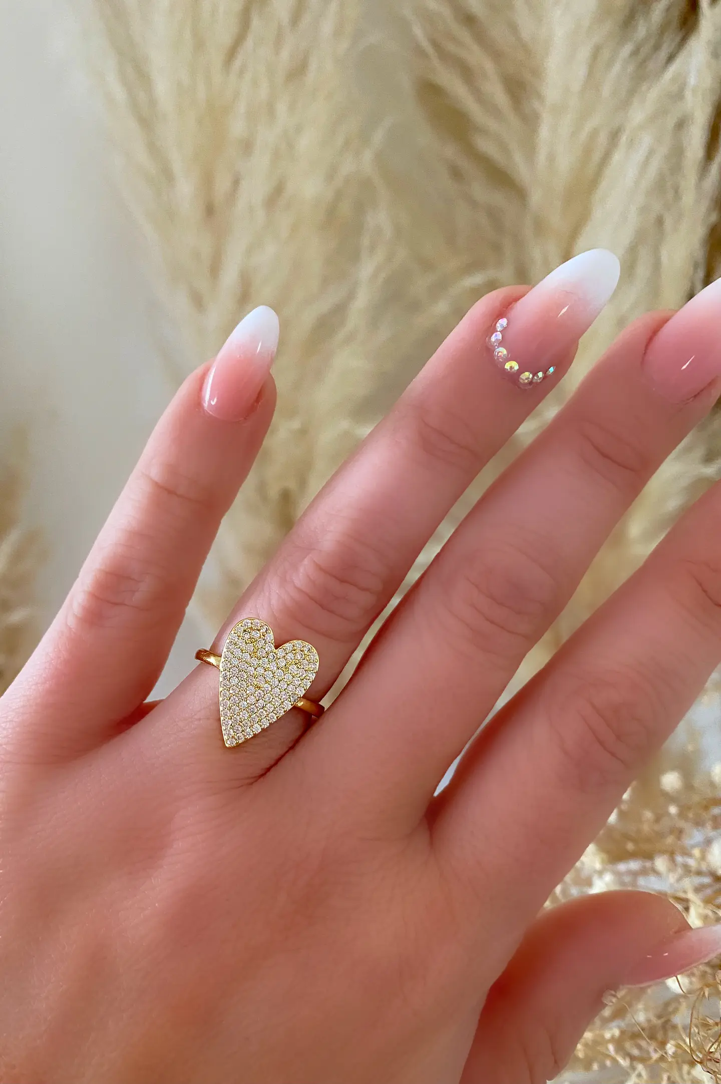Anillo Corazón Circones Gold Ajustable 3