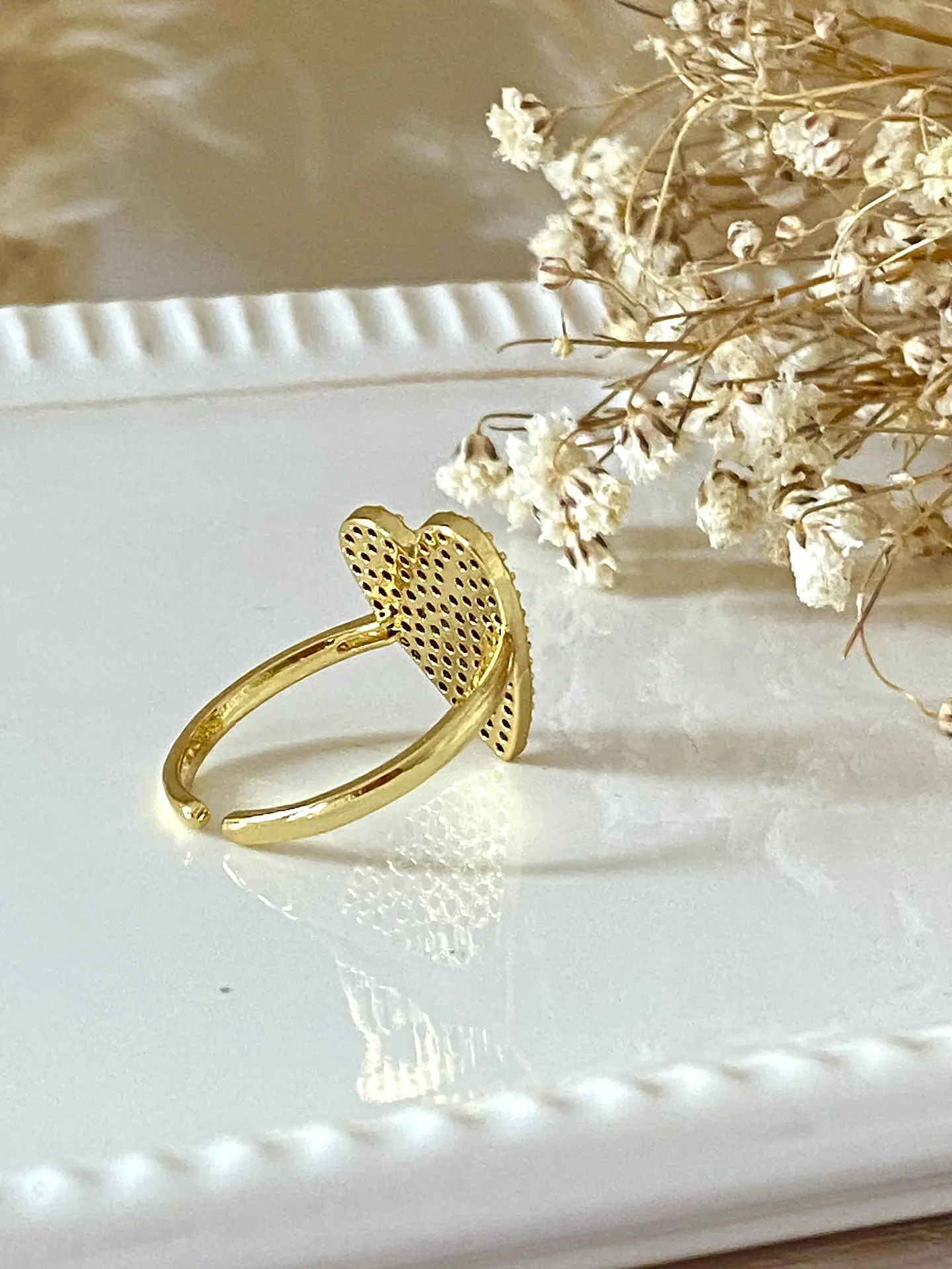 Anillo Corazón Circones Gold Ajustable 5