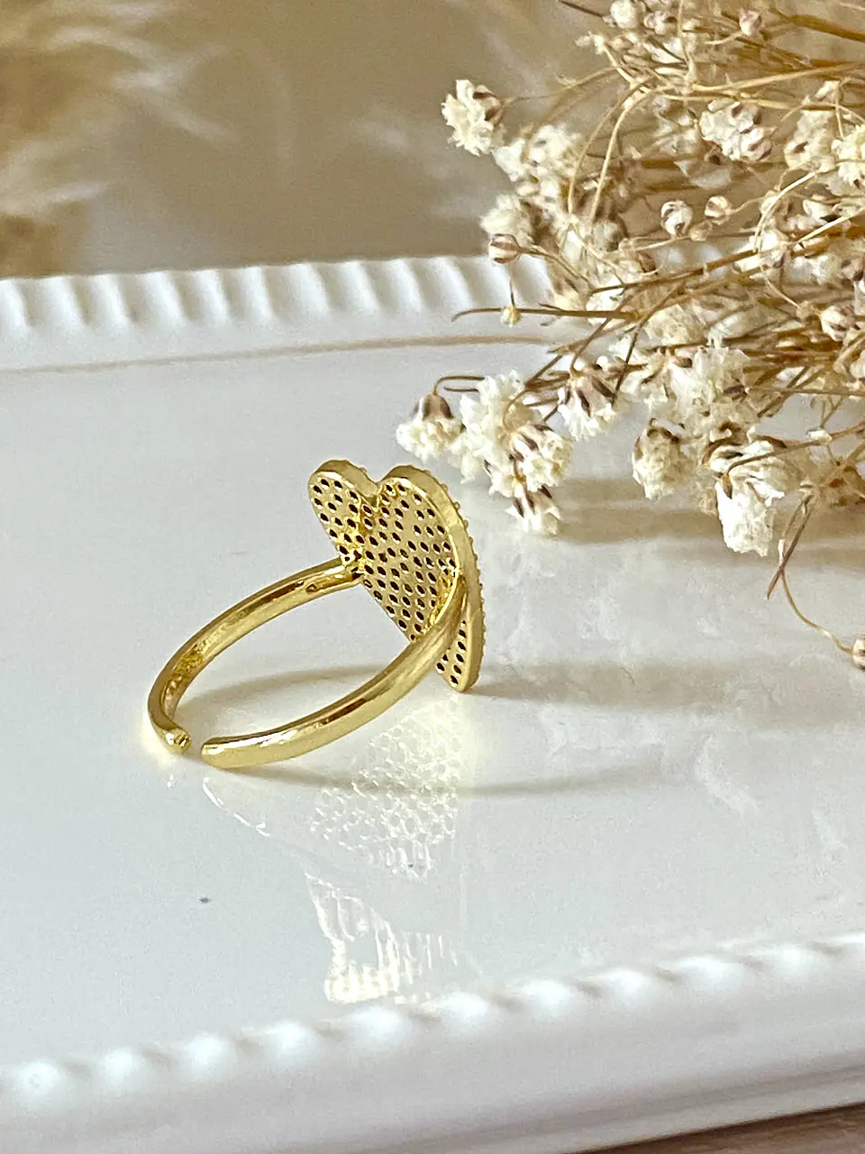 Anillo Corazón Circones Gold Ajustable 5