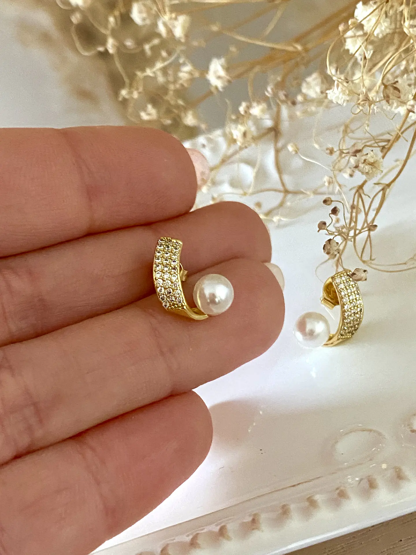 Aros Perla Circones Gold 2