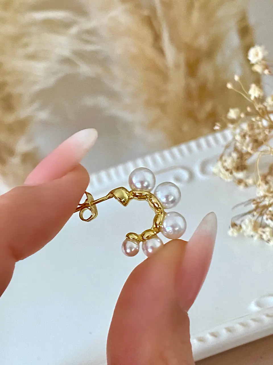 Aros Argolla Perlas Gold 4