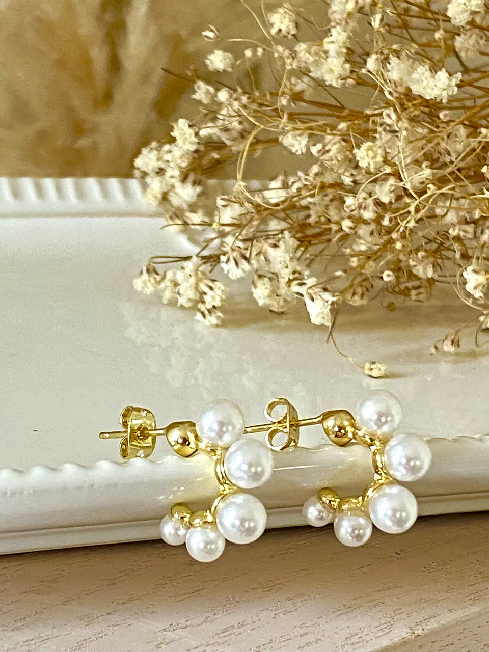 Aros Argolla Perlas Gold 3