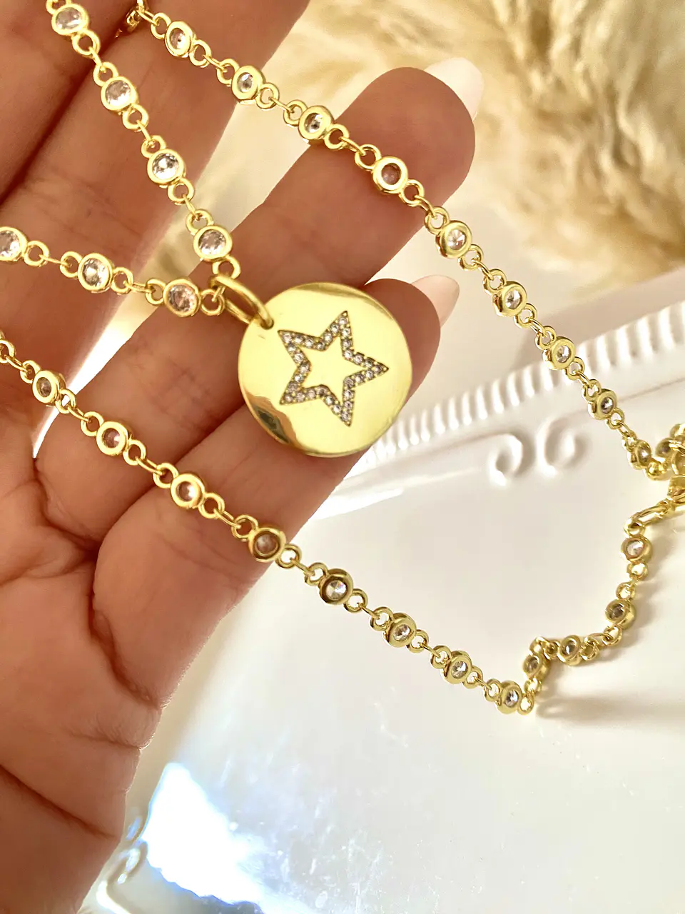 Collar cadenita cristales medalla Estrella 1