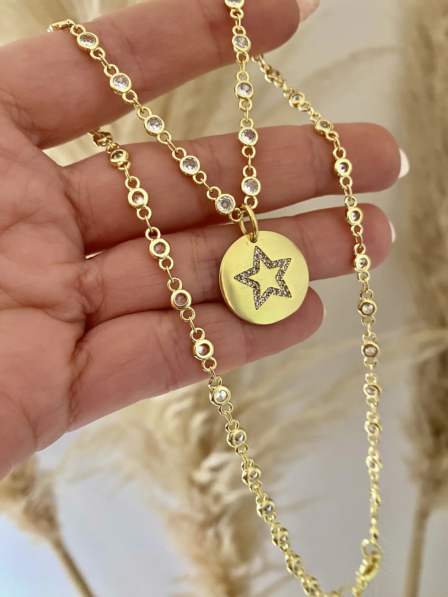 Collar cadenita cristales medalla Estrella 3