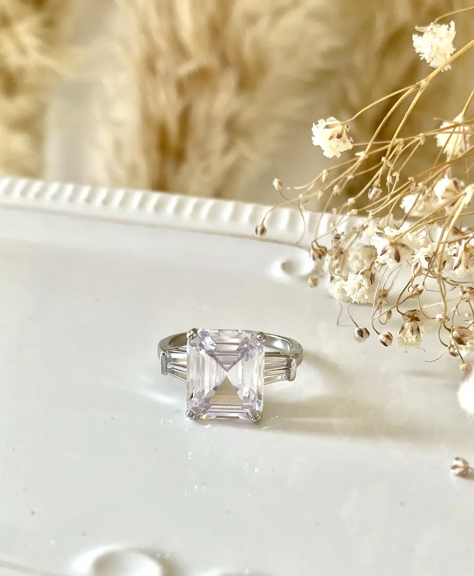 Anillo Maxi Solitario Cristal Silver  2
