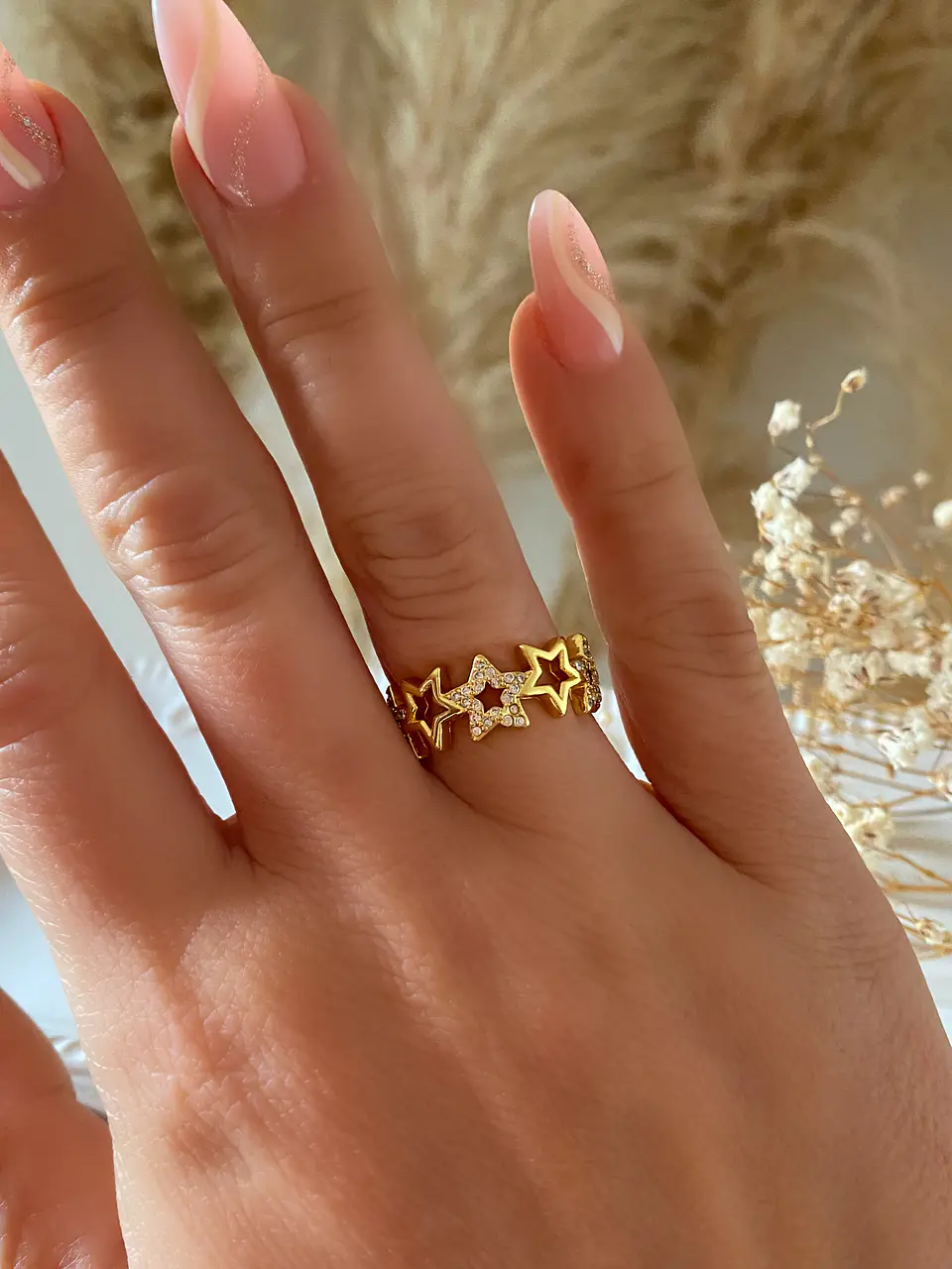 Anillo Mix Estrellas Circones Gold 1