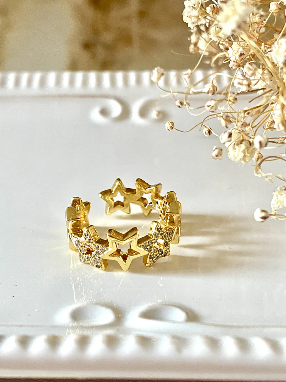 Anillo Mix Estrellas Circones Gold 3