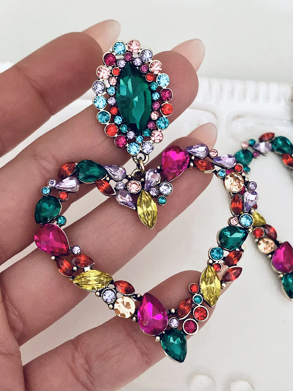 Maxi Aros Corazón Strass Colores  1