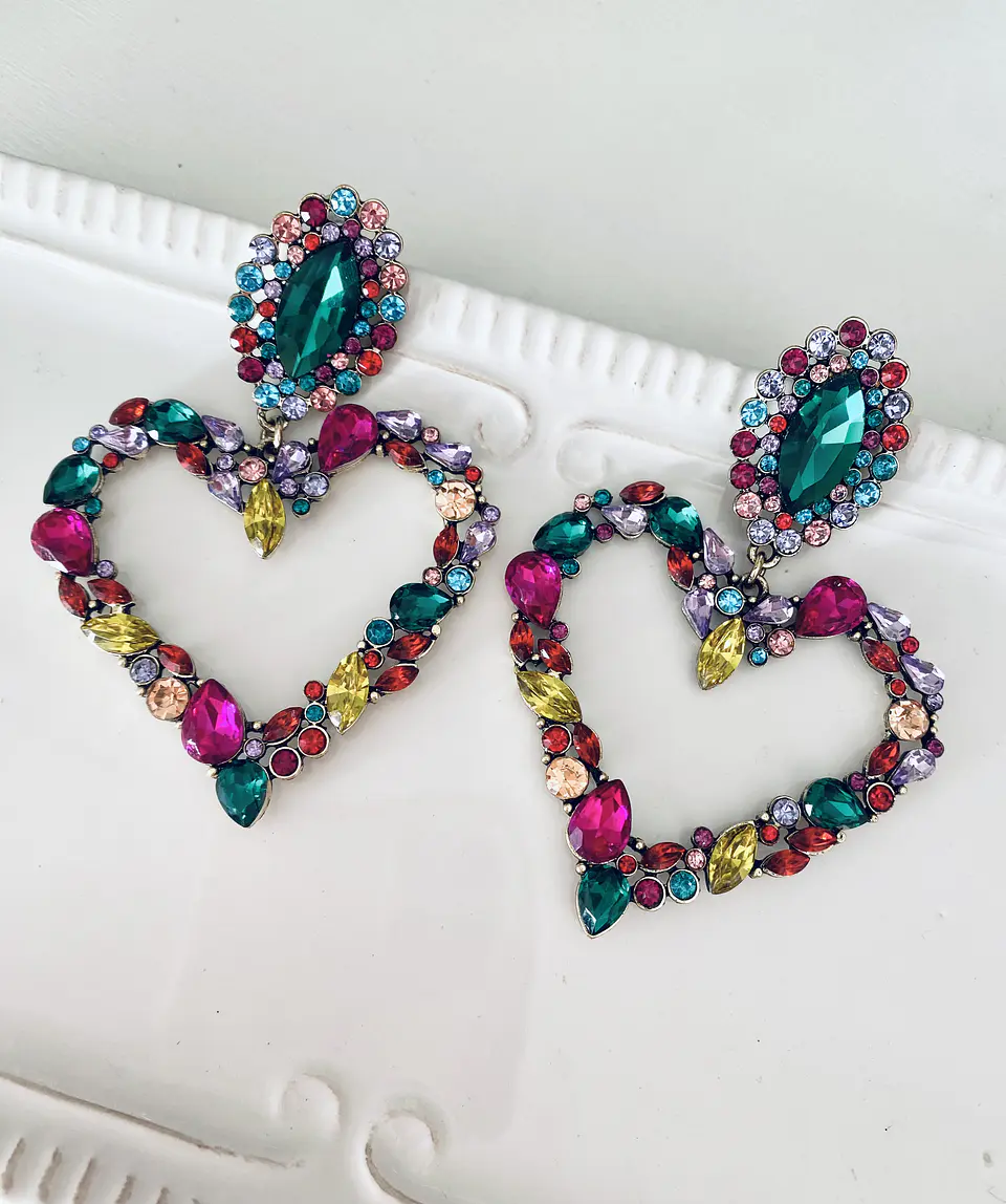 Maxi Aros Corazón Strass Colores  2