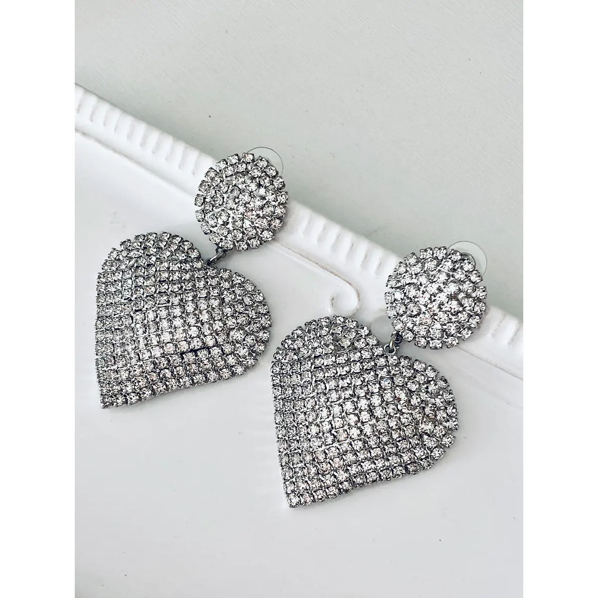 Maxi Aros Corazón Strass Silver