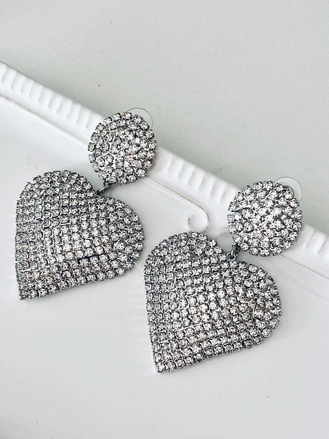Maxi Aros Corazón Strass Silver
