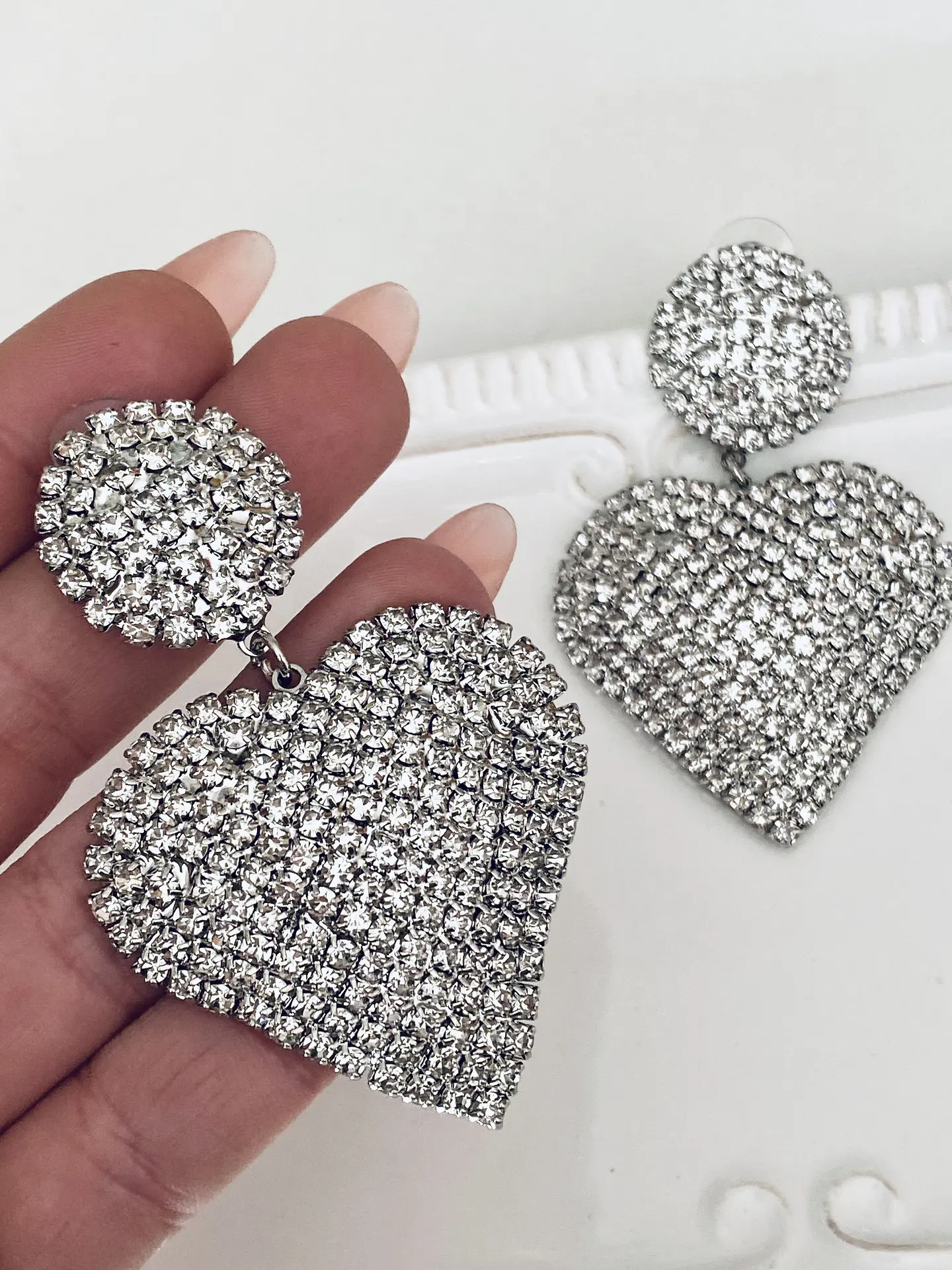 Maxi Aros Corazón Strass Silver 2