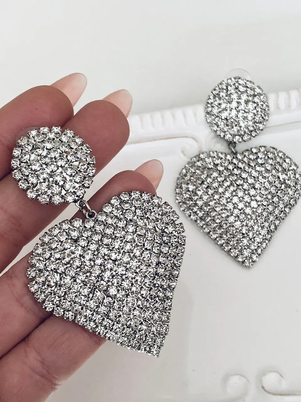 Maxi Aros Corazón Strass Silver 2