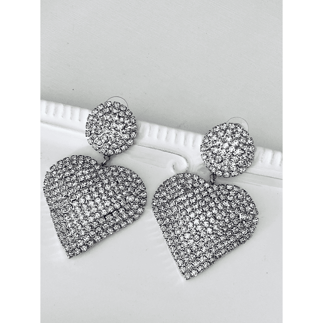 Maxi Aros Corazón Strass Silver