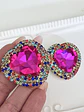 Maxi Aros Corazón Cristal Fucsia Strass  - Miniatura 1