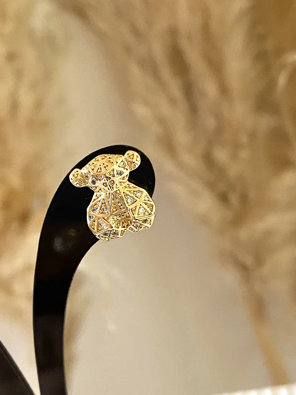 Aros Osito con circones gold 2
