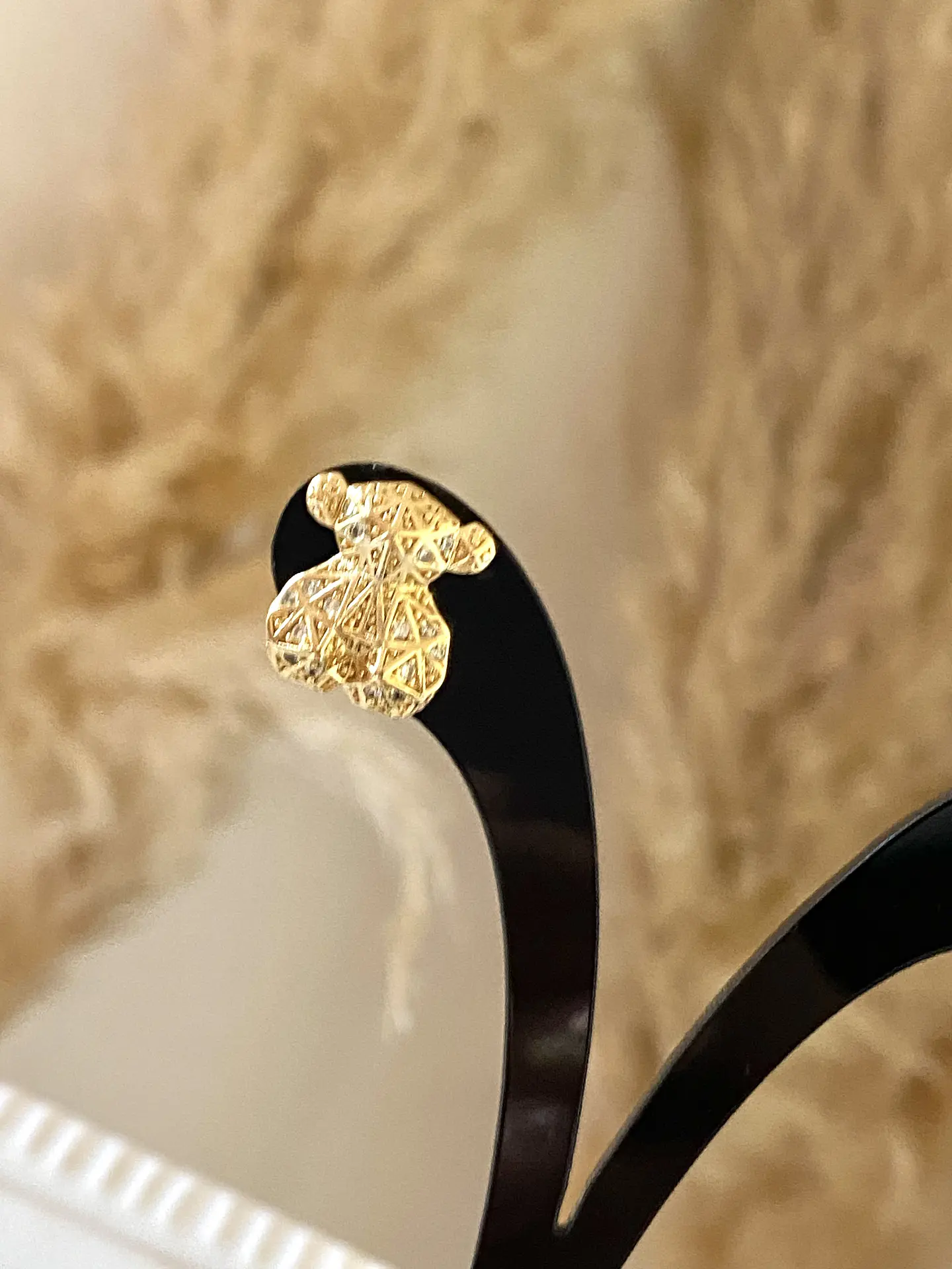 Aros Osito con circones gold 3