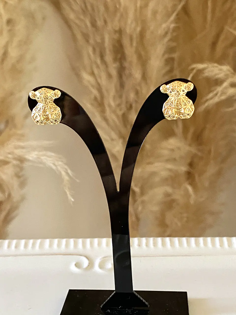 Aros Osito con circones gold 4