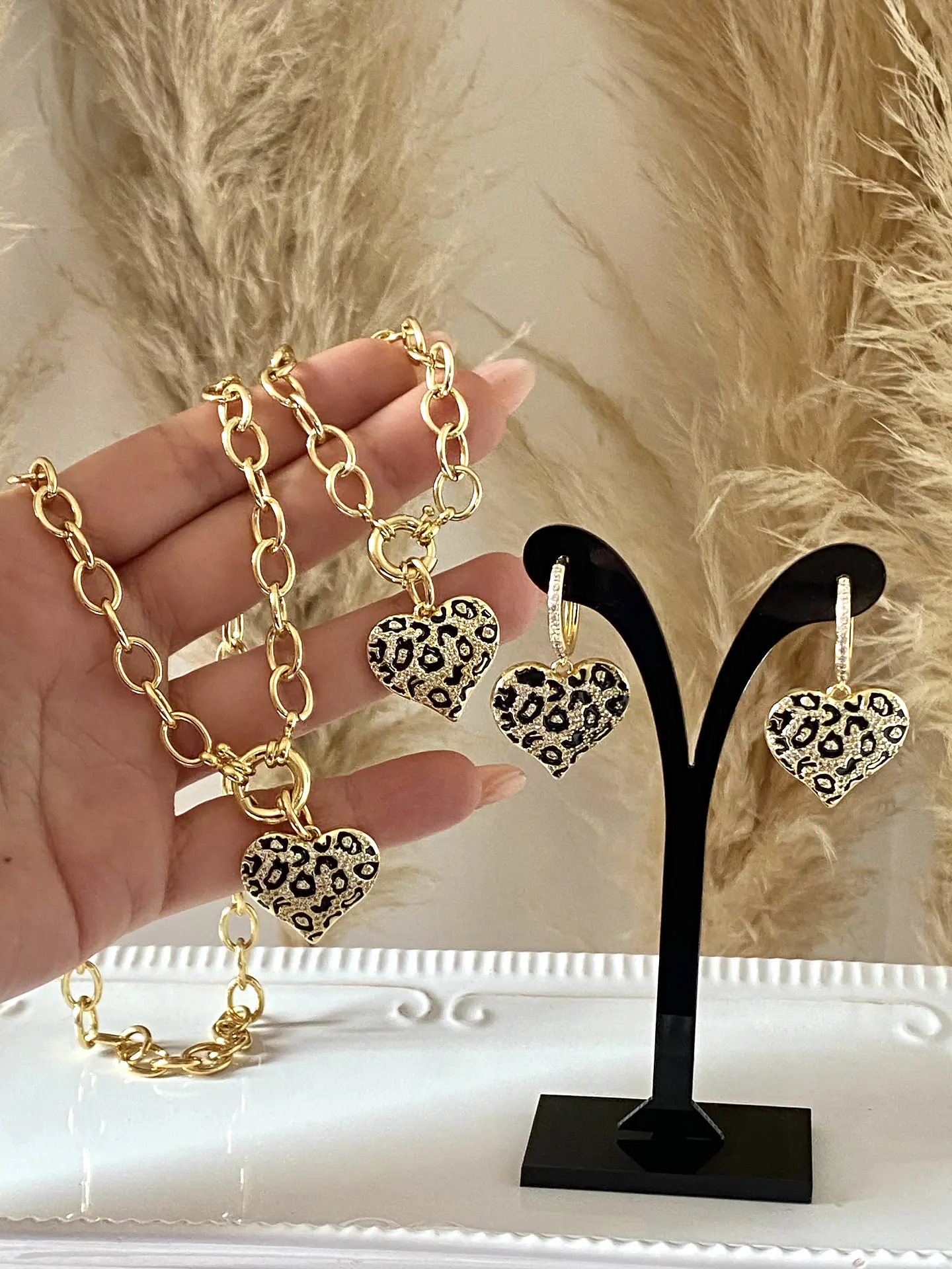 Conjunto Corazon Print Circones y esmaltado 1