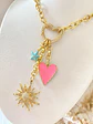 Collar Tres dijes más conector corazón circones gold - Miniatura 3