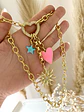 Collar Tres dijes más conector corazón circones gold - Miniatura 2