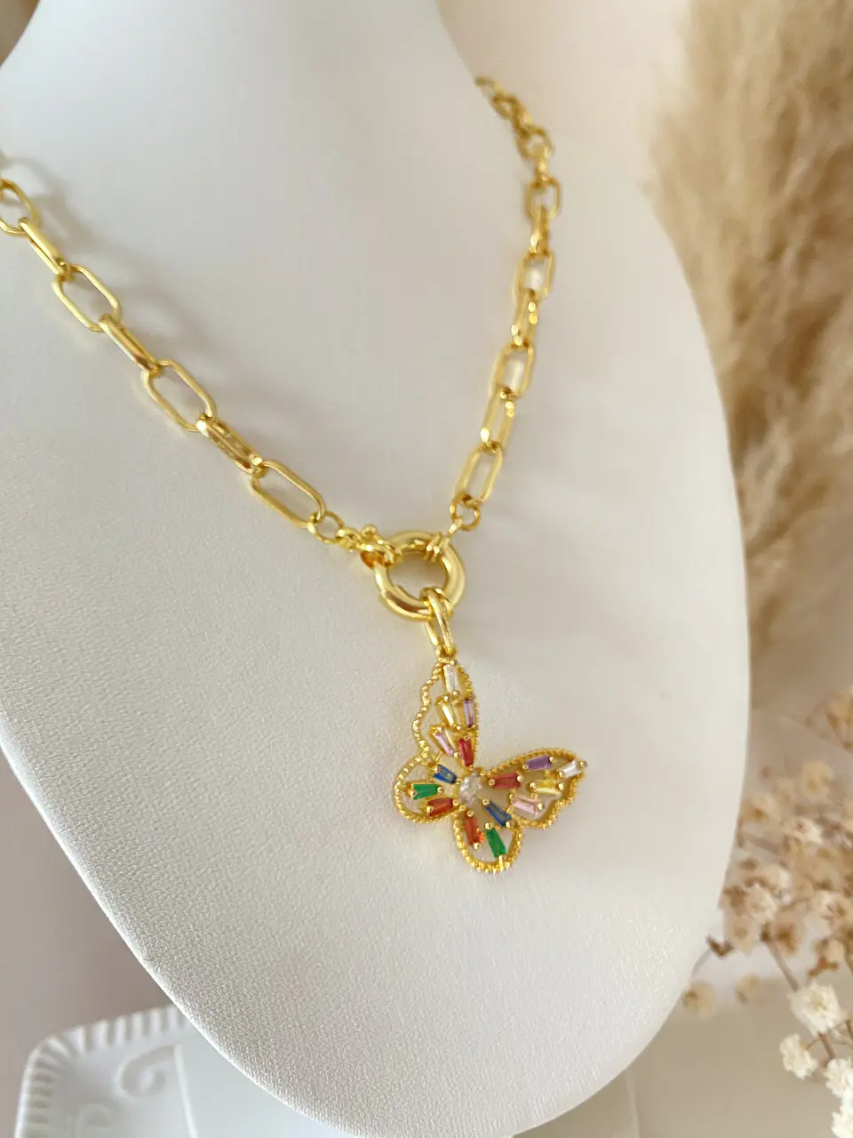 Collar Mariposa Cristales gold 2