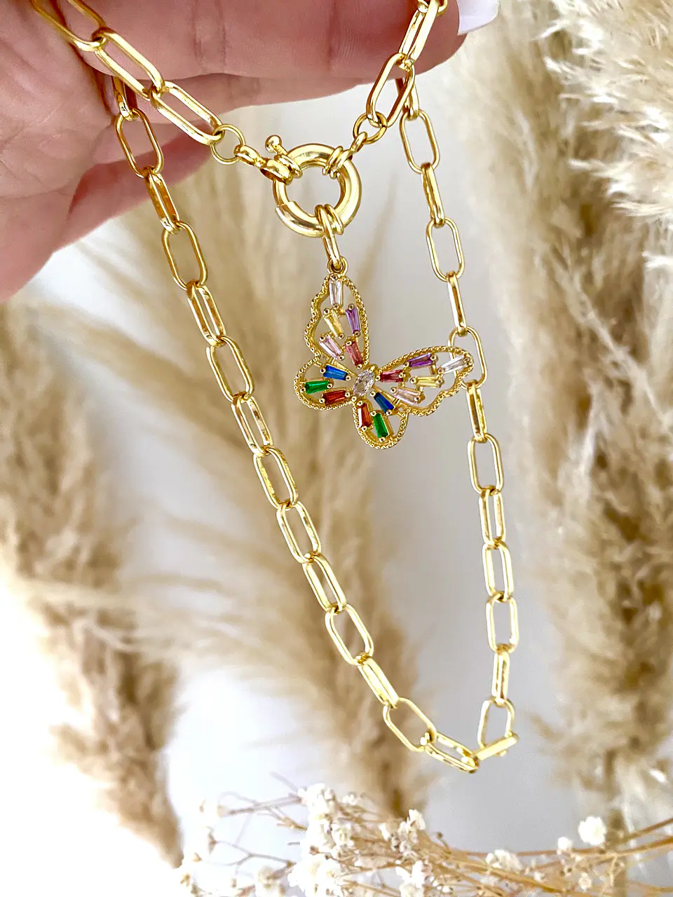 Collar Mariposa Cristales gold 5