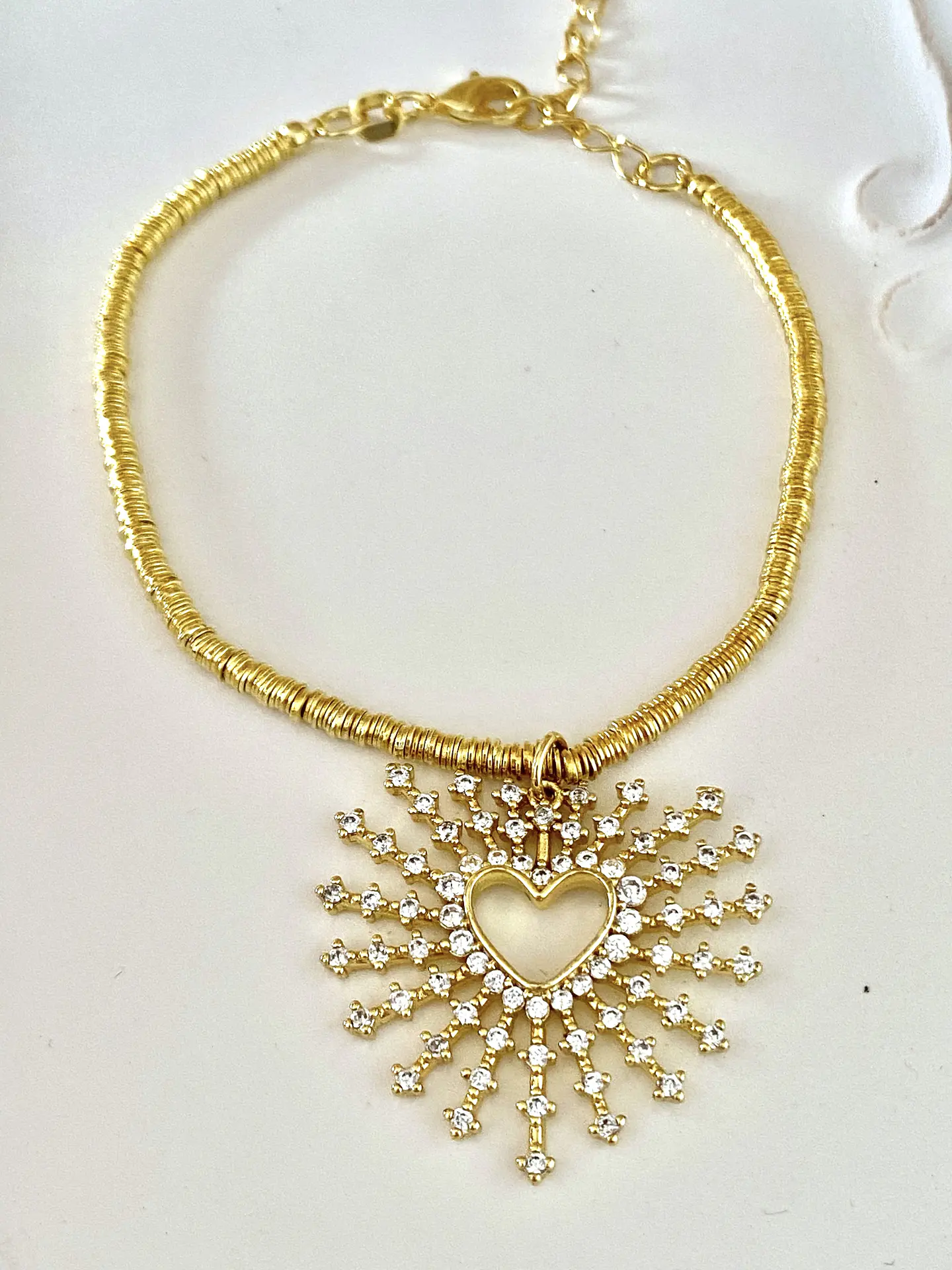 Pulsera Mostacilla Corazón rayos gold 1