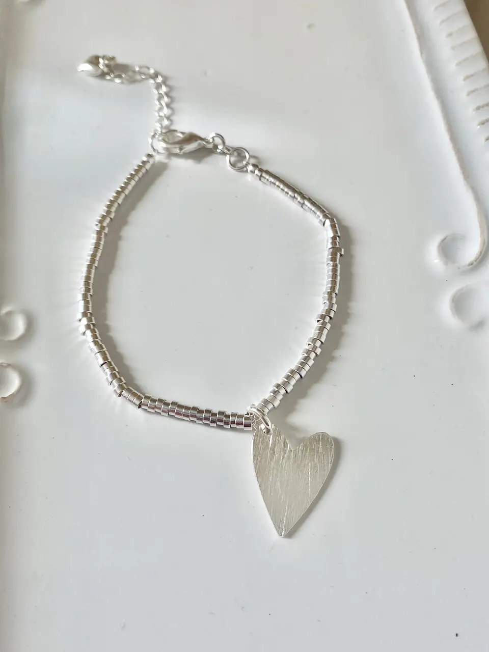 Pulsera Mostacilla corazón silver 1