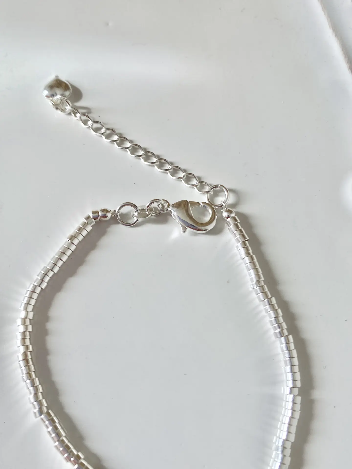 Pulsera Mostacilla corazón silver 2