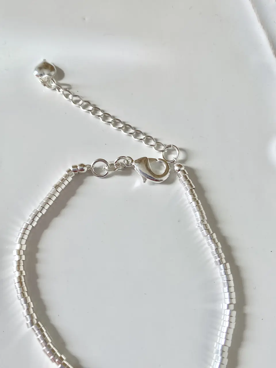 Pulsera Mostacilla corazón silver 2