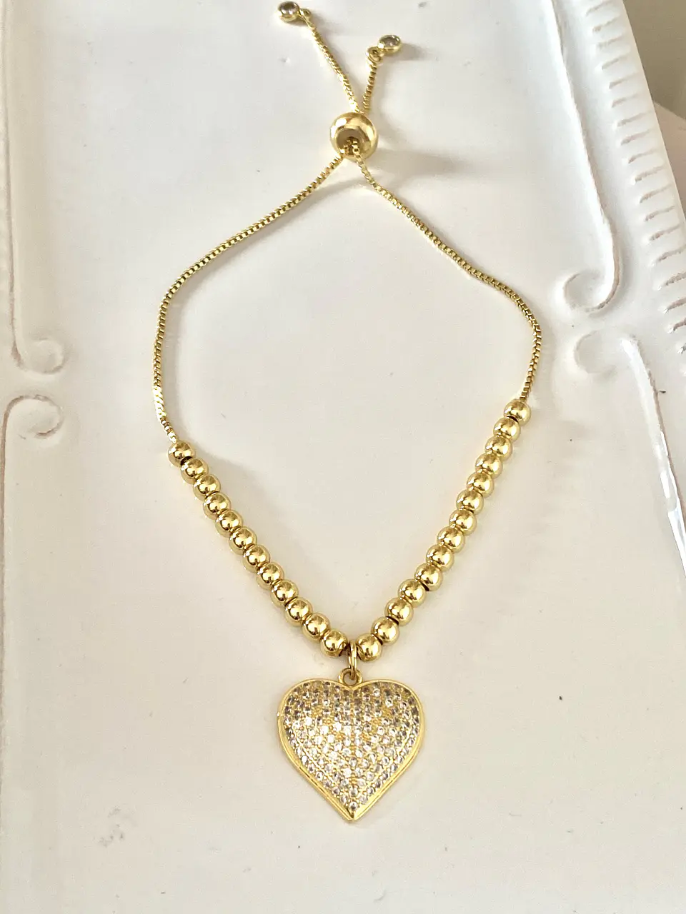 Pulsera balines Corazón Circones gold 1