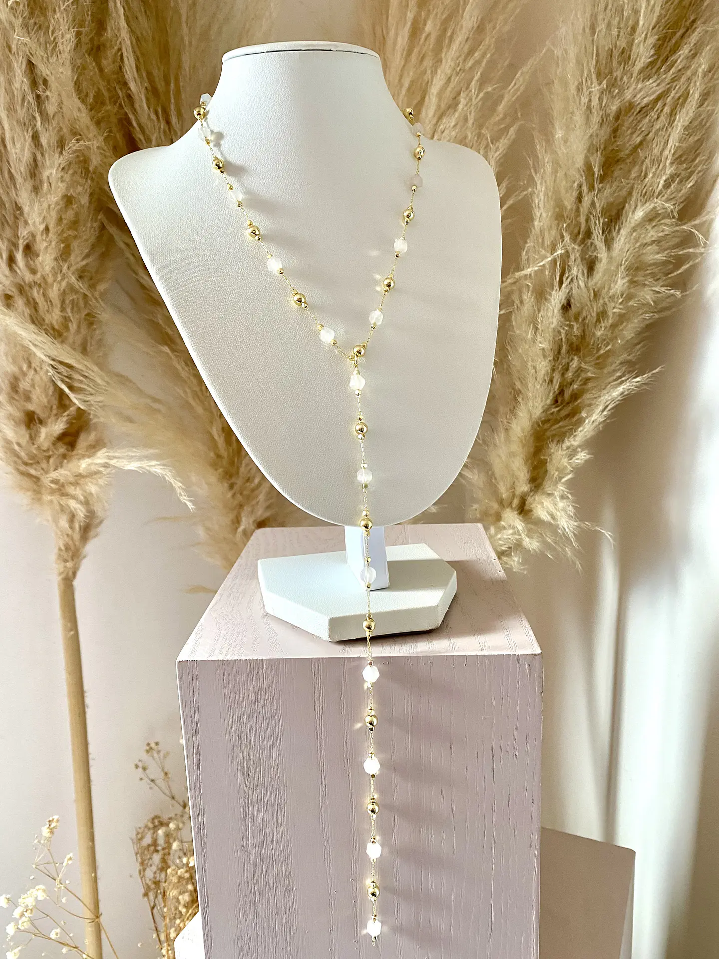 Collar Balines y Cristales gold  2