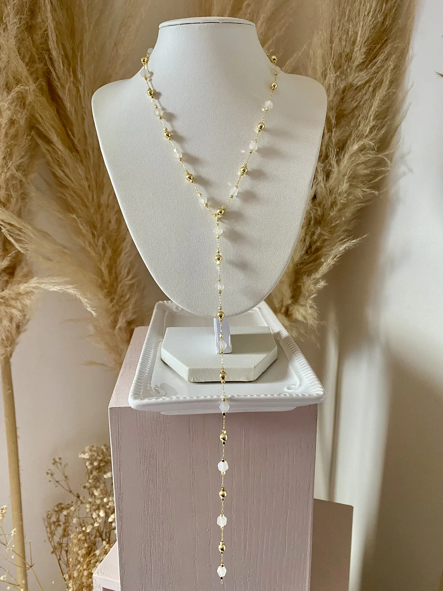 Collar Balines y Cristales gold  7