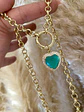  Collar Corazón color Esmeralda  eslabones redondos gold - Miniatura 7