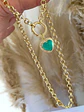  Collar Corazón color Esmeralda  eslabones redondos gold - Miniatura 4