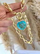 Collar Maxi Cadenón Corazon Turquesa XL - Miniatura 1