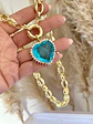 Collar Maxi Cadenón Corazon Turquesa XL - Miniatura 3