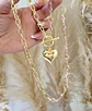 Collar Corazon Cadena mixta rosa cristales gold  - Miniatura 1