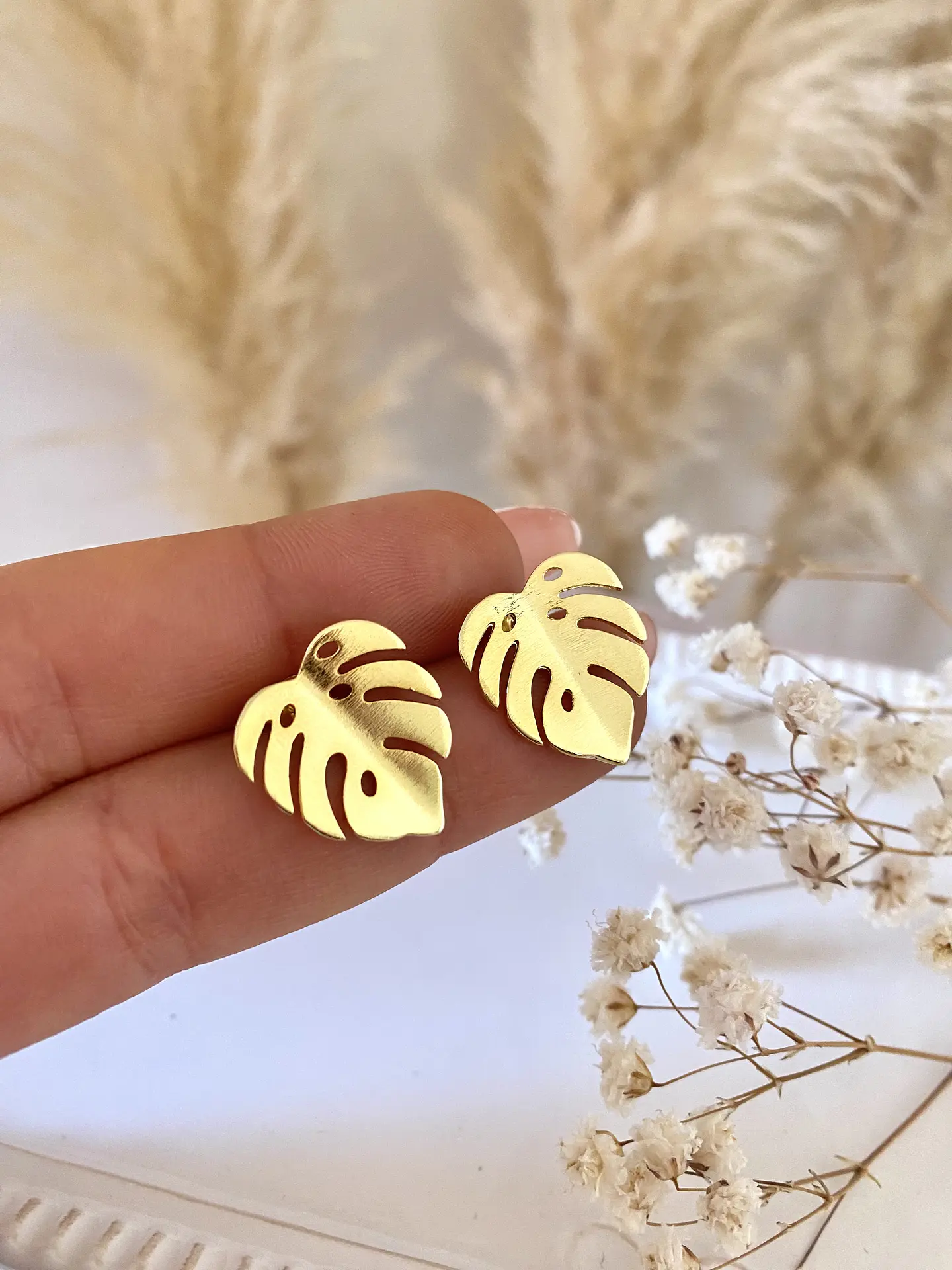 Aros Hoja Monstera Gold 2