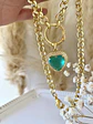  Collar Corazón color Esmeralda  eslabones redondos gold - Miniatura 1