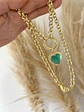  Collar Corazón color Esmeralda  eslabones redondos gold - Miniatura 2