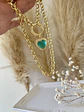  Collar Corazón color Esmeralda  eslabones redondos gold - Miniatura 6