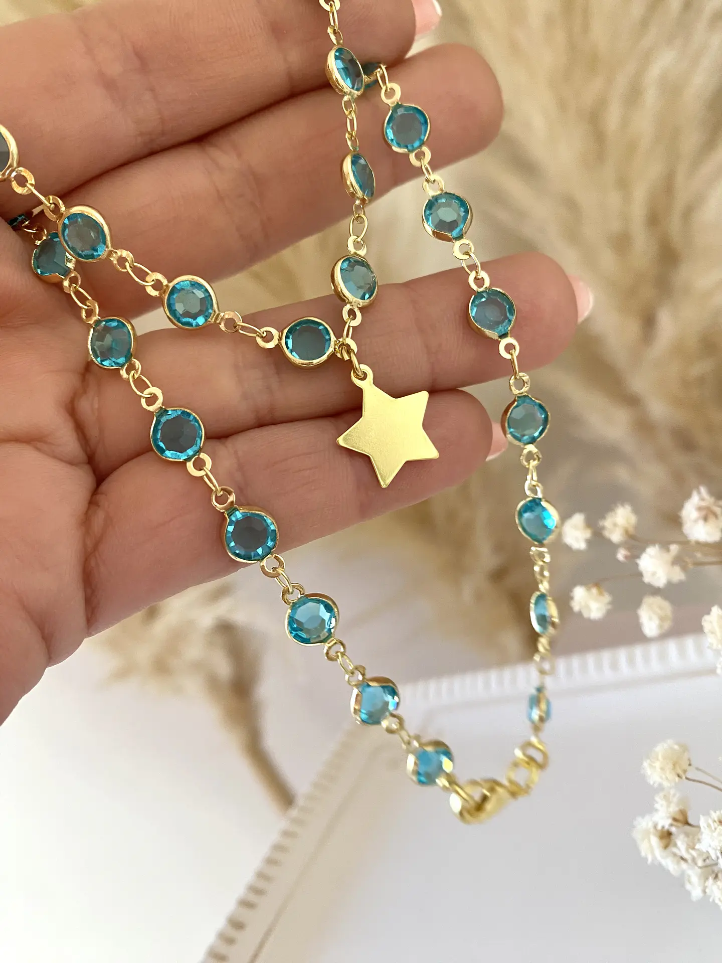 Collar eslabones turquesa Estrellita 1