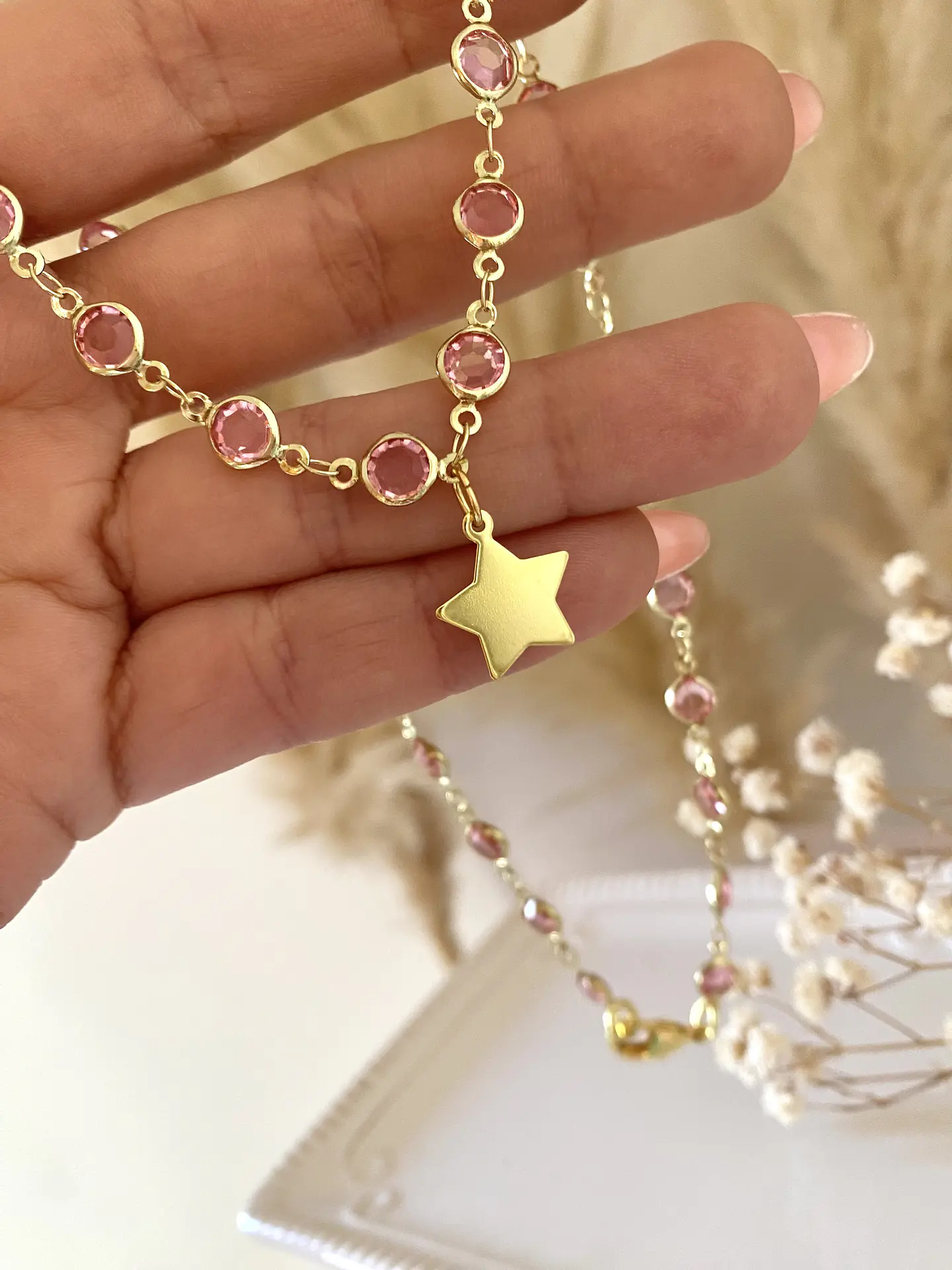 Collar eslabones rosa Estrellita 1